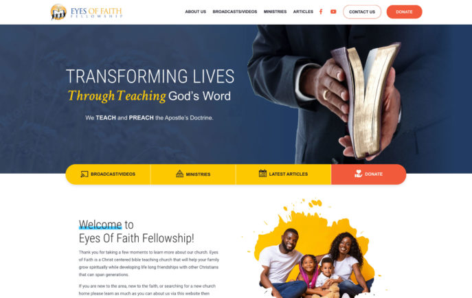 Eyes of Faith Fellowship Desktop View - Church Web Design