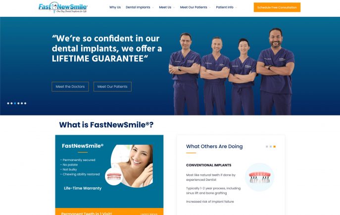 FasnNewSmile® Desktop View - Dental Web Design