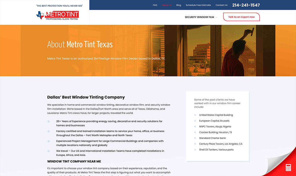 MetroTint - About Page