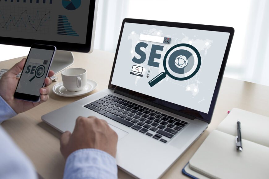 Local SEO Concept Business team hands at work